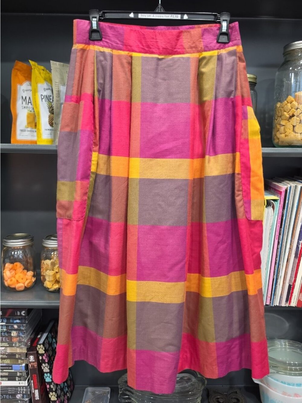 Eccobay Vintage Madrid Plaid Pink Purple Yellow Grandma Skirt Sz S/M